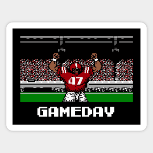 Crimson and Cream Football Gameday Retro 8 Bit Linebacker Magnet